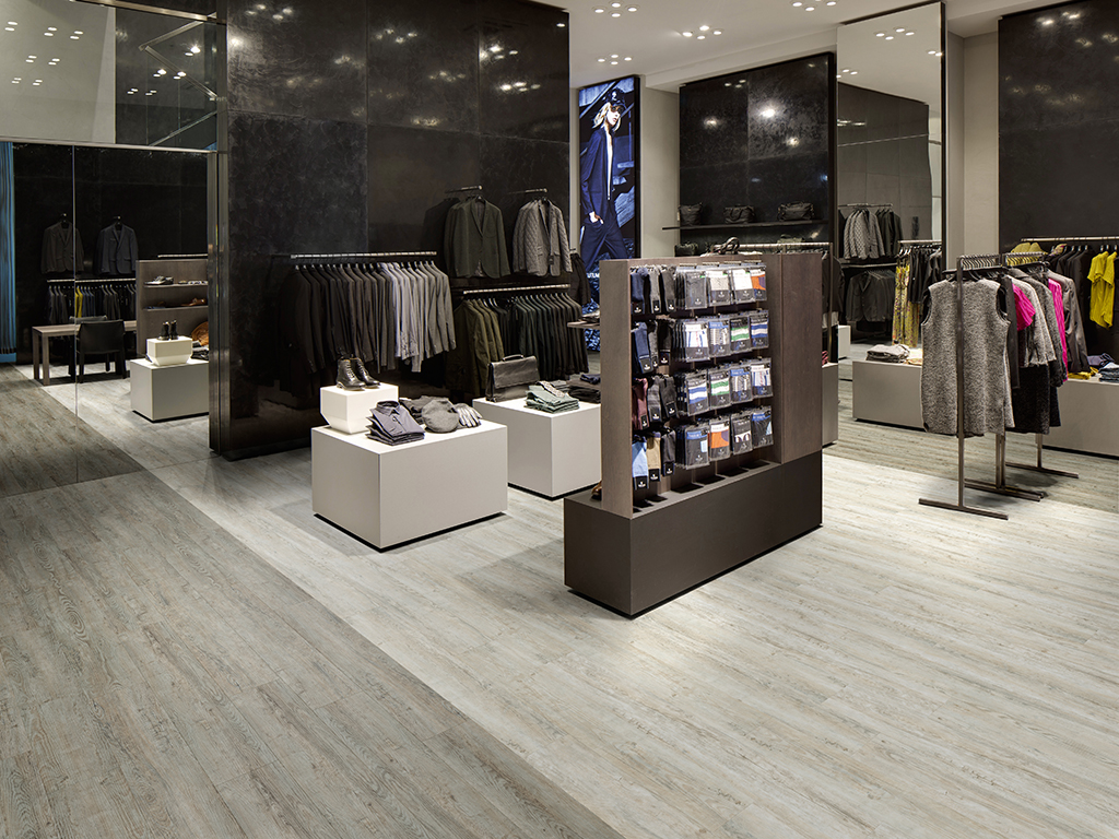 Tiger of Sweden Store, London, London, United Kingdom. Architect: Koncept Stockholm Interior Design, 2013. View across the shop floor.