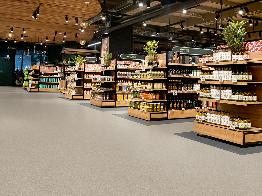 Empty aisles at a supermarket - grocery shopping concepts