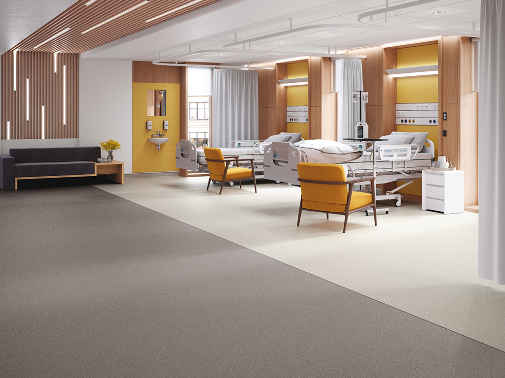 Polysafe Verona PUR_5233 Pebble Shore_5201 Cookie Cream_Hospital Ward_1024x768px