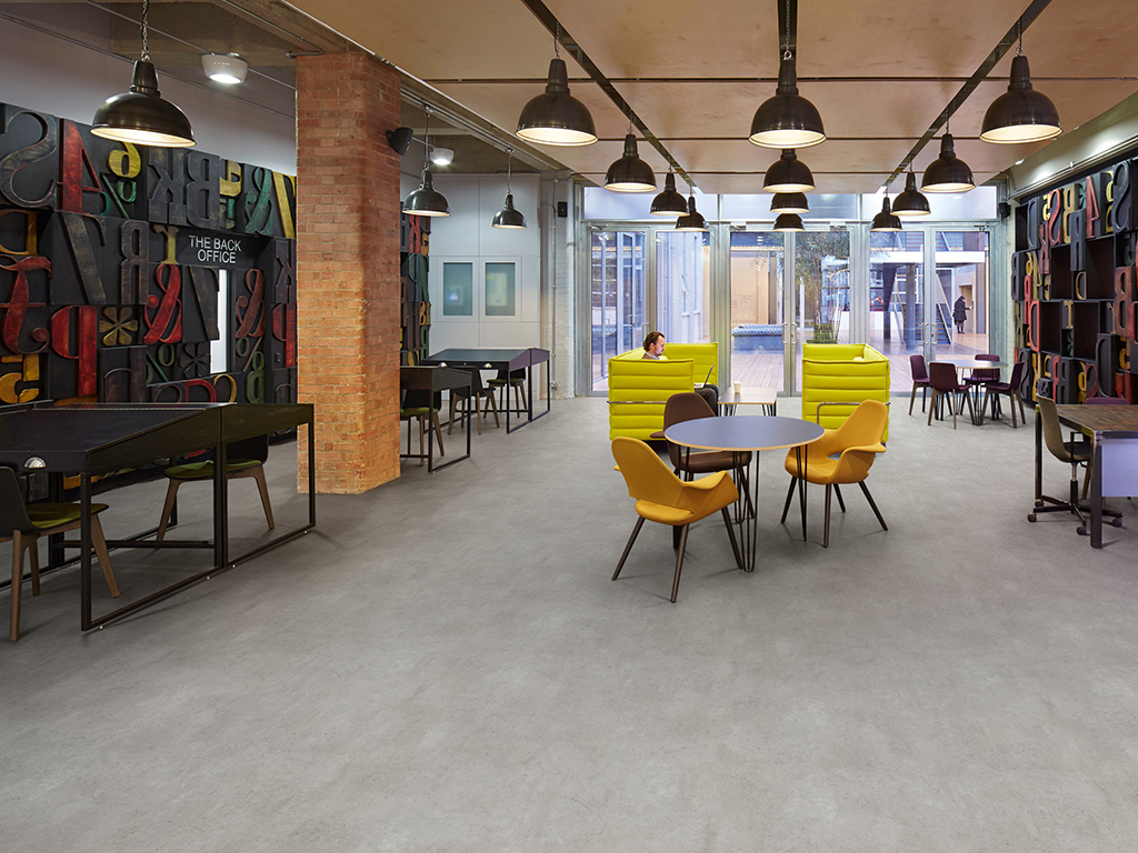Interior view around entrance meeting area. The Metal Box, London, United Kingdom. Architect: Pringle Richards Sharratt Ltd, 2015.